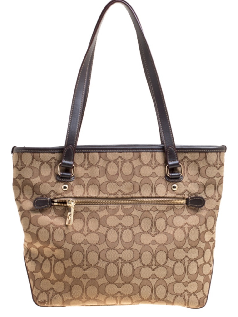 Coach Tan and Brown Signature Canvas Tote - Picture 3 of 8